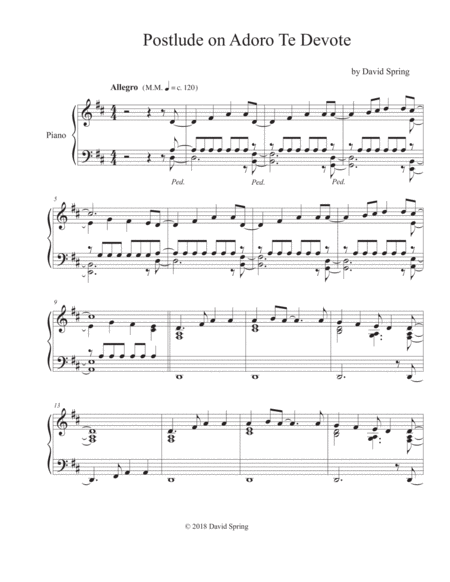 Free Sheet Music Postlude On Adoro Te Devote