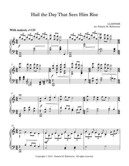 Postlude On Hail The Day That Sees Him Rise Piano Solo Sheet Music