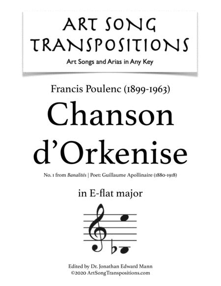 Poulenc Chanson D Orkenise Transposed To E Flat Major Sheet Music