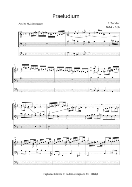 Praeludium Tunder For Organ 3 Staff Sheet Music