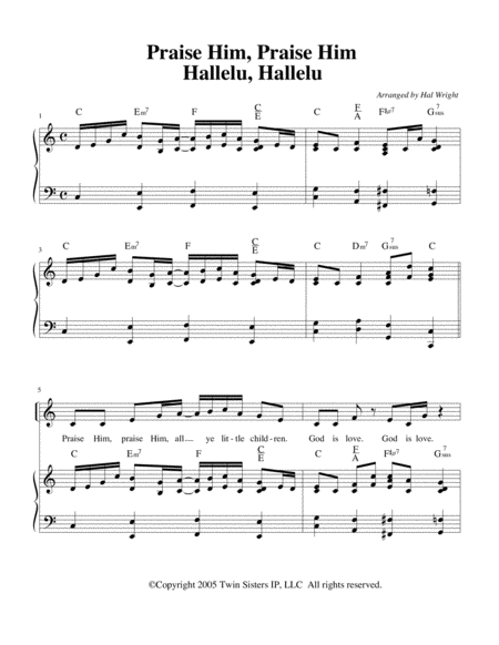 Praise Him Praise Him Hallelu Hallelu Sheet Music