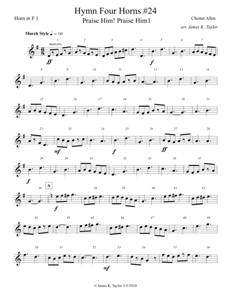 Praise Him Praise Him Horn Quartet 24 Sheet Music