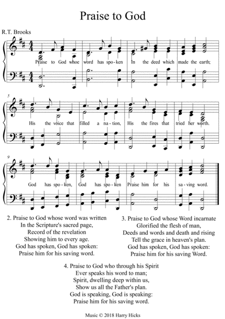 Praise To God A New Tune To A Wonderful Old Hymn Sheet Music