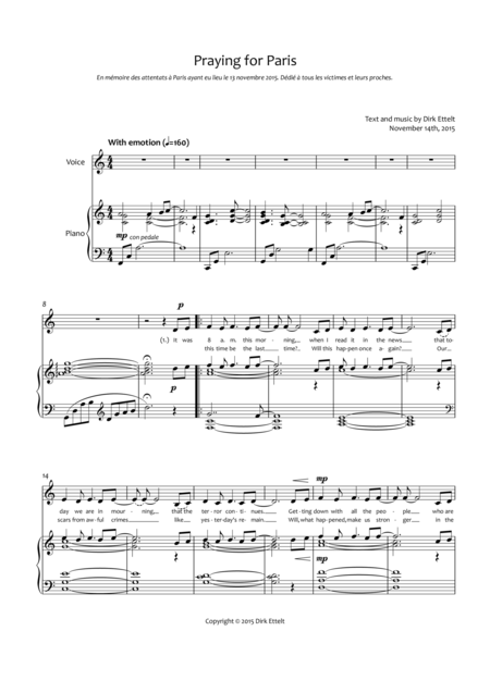 Praying For Paris Sheet Music