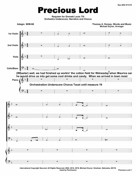 Precious Lord From Requiem Of Emmett Till Movement No 5 Sheet Music