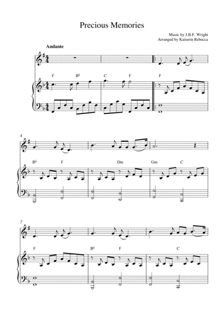 Free Sheet Music Precious Memories