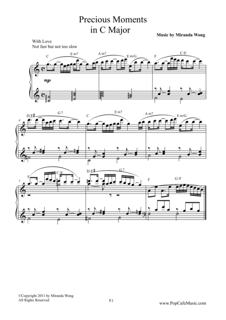 Free Sheet Music Precious Moments In C Key Wedding Piano Music