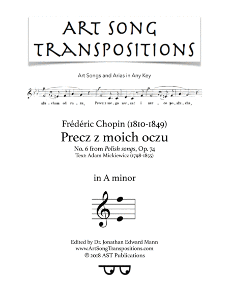 Free Sheet Music Precz Z Moich Oczu Op 74 No 6 A Minor