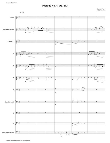 Free Sheet Music Prelude 04 In F Major Op 103 By Gabriel Faur Clarinet Choir Picc