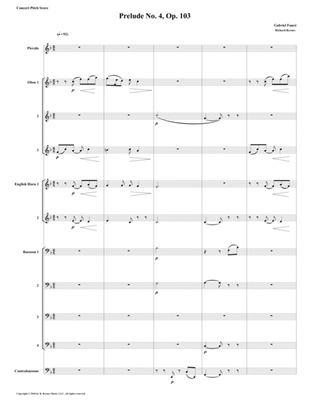 Prelude 04 In F Major Op 103 By Gabriel Faur Double Reed Choir Picc Sheet Music