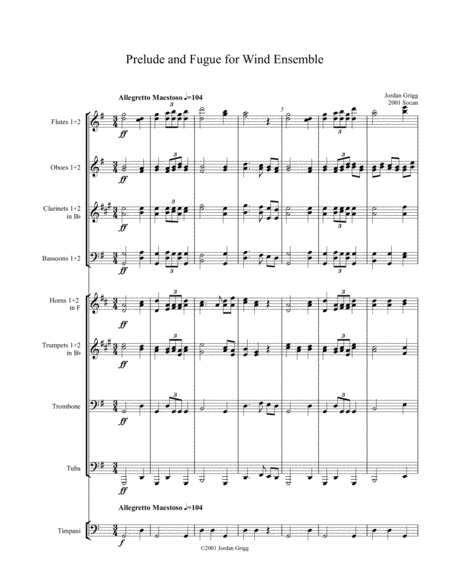 Prelude And Fugue For Wind Ensemble Sheet Music