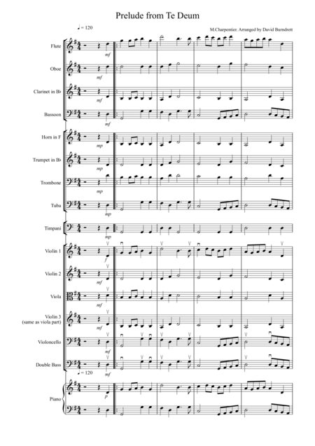 Prelude And Te Deum For School Orchestra Sheet Music