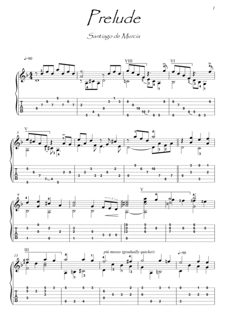 Prelude By Santagio De Murcia Sheet Music