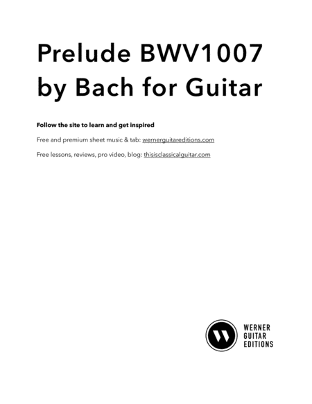 Prelude From Bwv1007 By Bach Tab Sheet Music