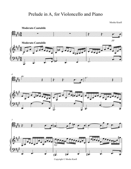 Free Sheet Music Prelude In A For Violoncello And Piano