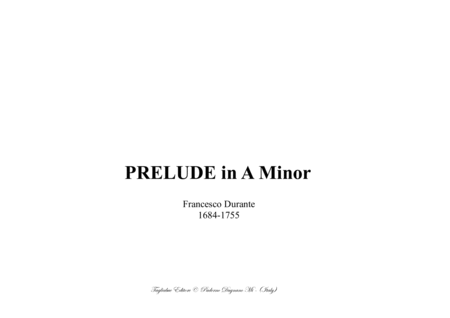 Free Sheet Music Prelude In A Minor F Durante For Organ