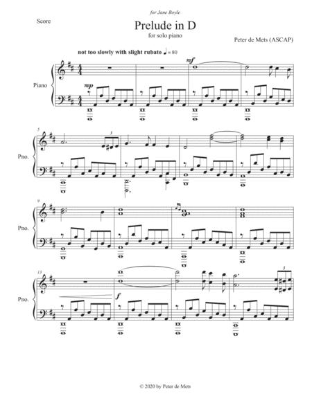 Prelude In D For Solo Piano Sheet Music