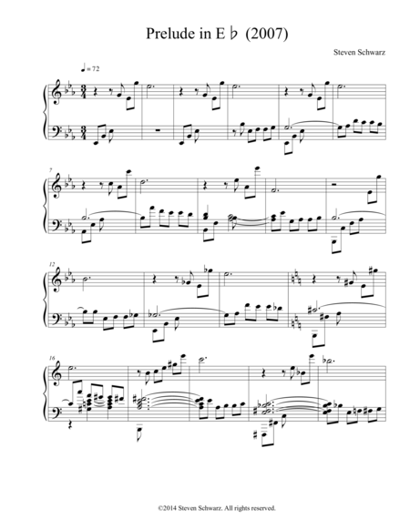 Free Sheet Music Prelude In E 2007