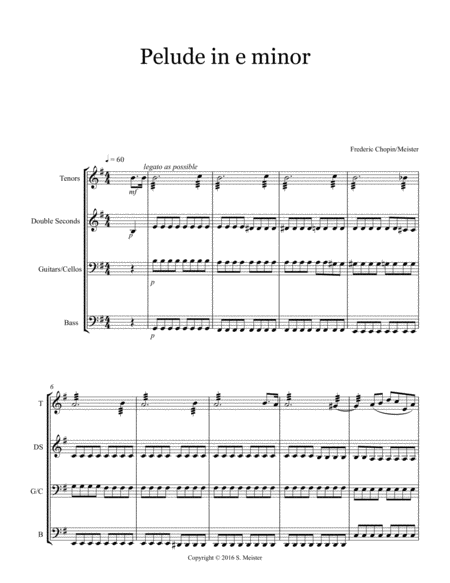 Free Sheet Music Prelude In E Minor By Chopin For Steel Band