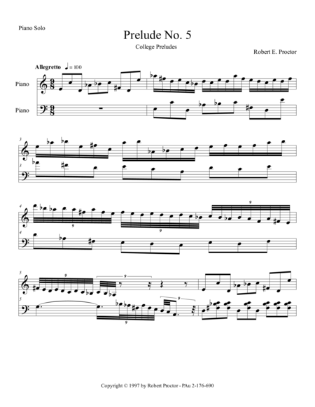 Prelude No 5 For Piano Sheet Music