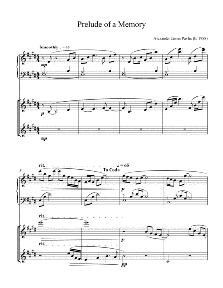Free Sheet Music Prelude Of A Memory