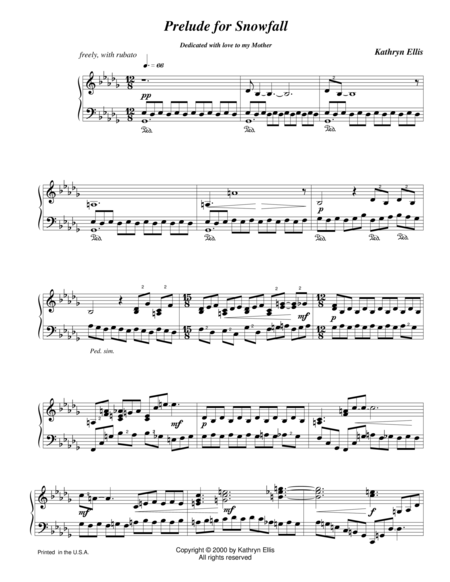 Free Sheet Music Prelude To A Snowfall