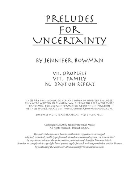 Preludes For Uncertainty Vii Ix Droplets Family Days On Repeat Sheet Music