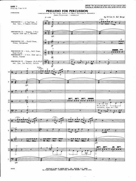 Preludio For Percussion Full Score Sheet Music