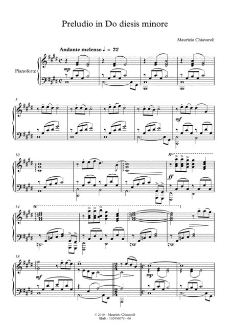 Free Sheet Music Preludio In Do Diesis Minore