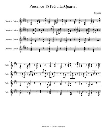 Presence 1819 Guitar Quartet Sheet Music