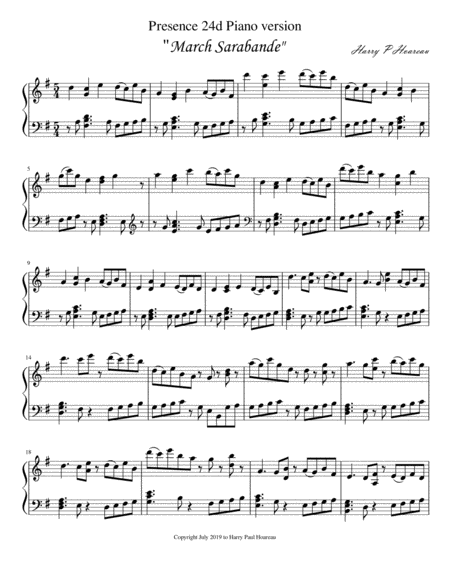 Presence 24d Piano V2 March Sarabande Sheet Music