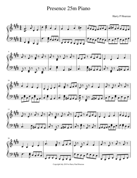 Presence 25m Piano Sheet Music