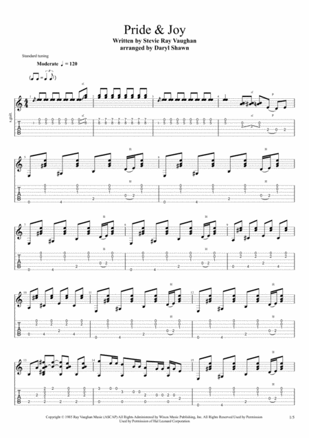Free Sheet Music Pride And Joy For Solo Fingerstyle Guitar