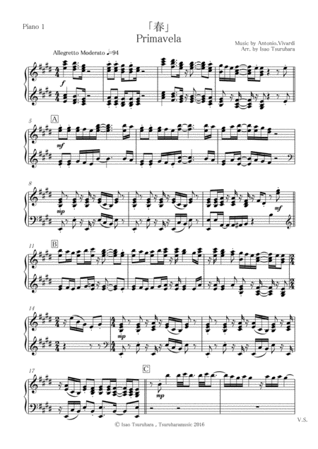 Free Sheet Music Primavela Jazz For 2 Pianos Score And Parts