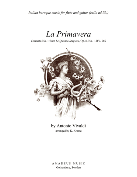 Primavera Spring Rv 269 Complete Score For Flute Solo And Guitar Cello Part Ad Lib Sheet Music