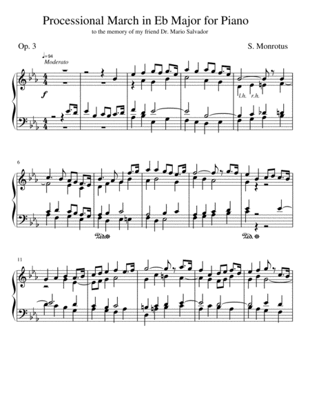 Processional March In Eb Major For Piano Sheet Music