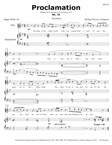 Proclamation From All Saints Millennium Celebration Mass Sheet Music