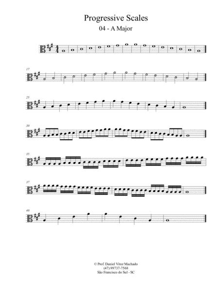 Progressive Scales Viola A Major Sheet Music