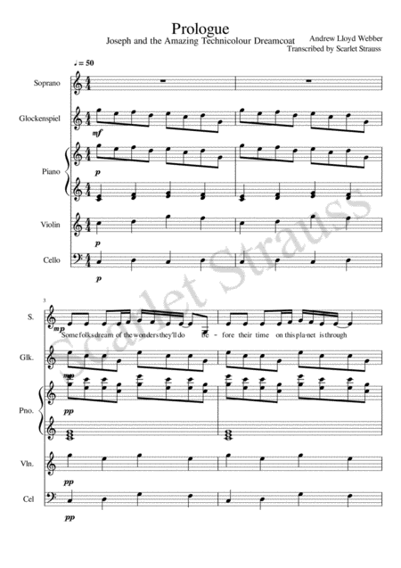 Free Sheet Music Prologue Joseph And The Amazing Technicolor Dreamcoat