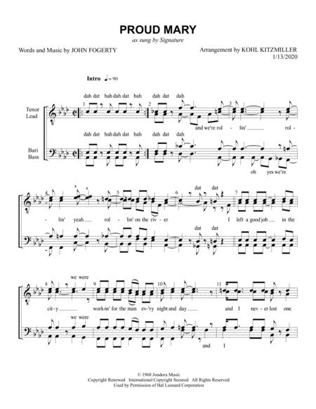 Free Sheet Music Proud Mary Ttbb