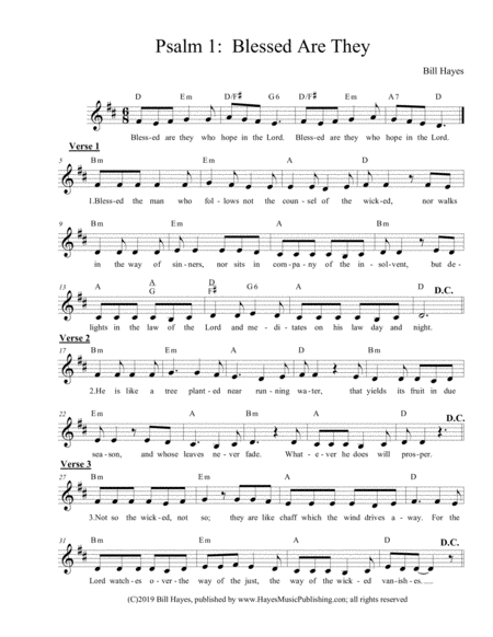 Free Sheet Music Psalm 1 Blessed Are They