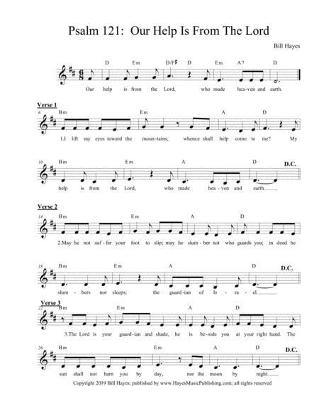 Psalm 121 Our Help Is From The Lord Sheet Music