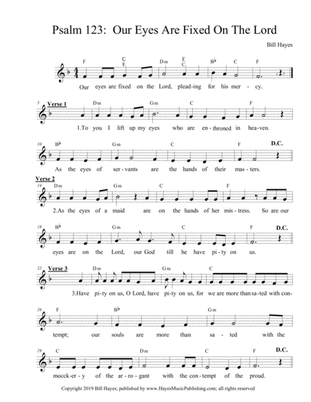 Psalm 123 Our Eyes Are Fixed On The Lord Sheet Music