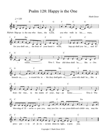 Psalm 128 Happy Is The One Sheet Music