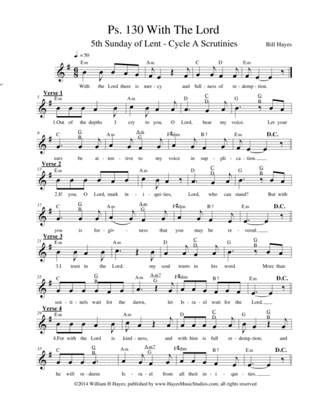 Psalm 130 With The Lord Sheet Music