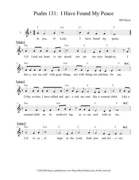 Psalm 131 I Have Found My Peace Sheet Music