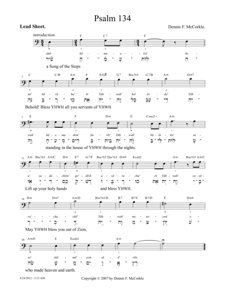 Psalm 134 Song Of The Steps Sheet Music