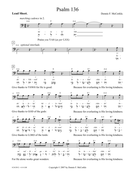 Psalm 136 Sheet Music