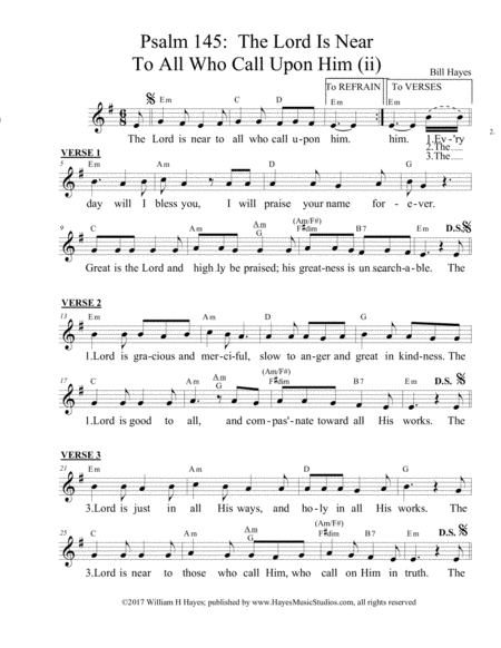 Psalm 145 The Lord Is Near To All Who Call Upon Him Ii Sheet Music