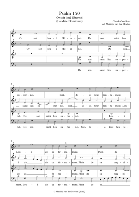 Free Sheet Music Psalm 150 Or Soit Lou L Eternel Laudate Dominum Urtext Modern Clefs